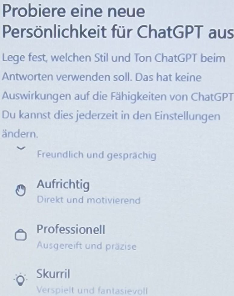 OpenAI bietet aufrichtige GPT-Persönlichkeit an 2.jpg